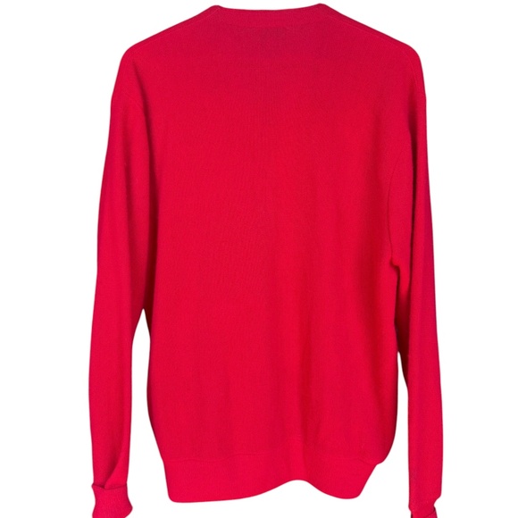 Izod Lacoste 80s Red Knit Cardigan Sweater Sz L - Picture 4 of 8